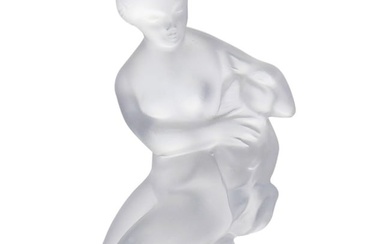 Lalique Crystal "Diane Nude With Ram" Sculpture