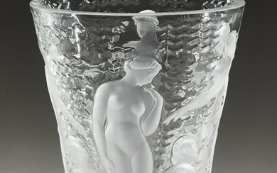 Lalique 'Ondines' vase w/ swimming nymphs, marked