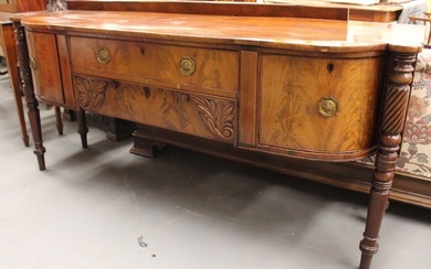 Large Circa 1800s Carved Mahogany Sideboard or Buffet with Legs
