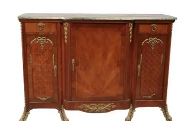 Large French Louis XV Marble Sideboard