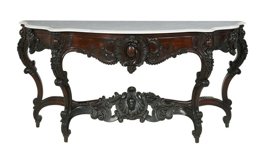 Large French Rococo Revival Marble-Top Console