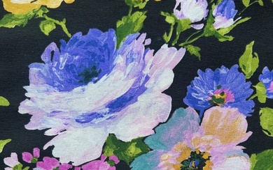 Large piece of floral print fabric for wall decoration or clothing, - Textile - 300 cm - 280 cm
