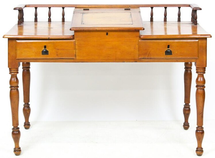 Late 19th c. Refinished Pine Stationmaster's Desk