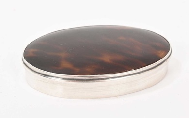 Late Victorian silver and tortoiseshell oval snuff box London 1901