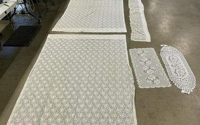Lot 5 Lace Linens Valance Curtains & Table Runner