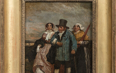 Lot 63 Auguste de CHATILLON (1808-1881). Les bourgeois. Huile sur toile signée en bas à gauche. 27...