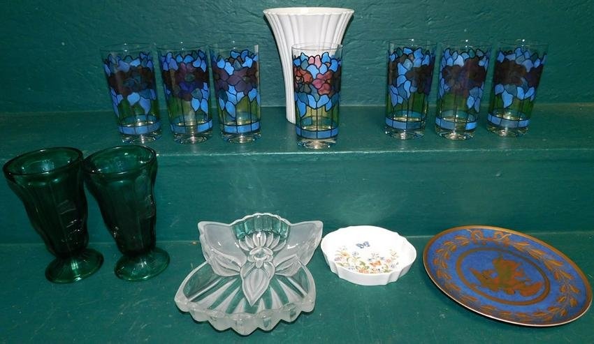 Lot Glasses - Porcelain Vase & Plates