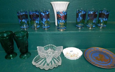 Lot Glasses - Porcelain Vase & Plates