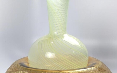 (Lot of 2) Dansk ribbon bottle form vase 9"h and Moser