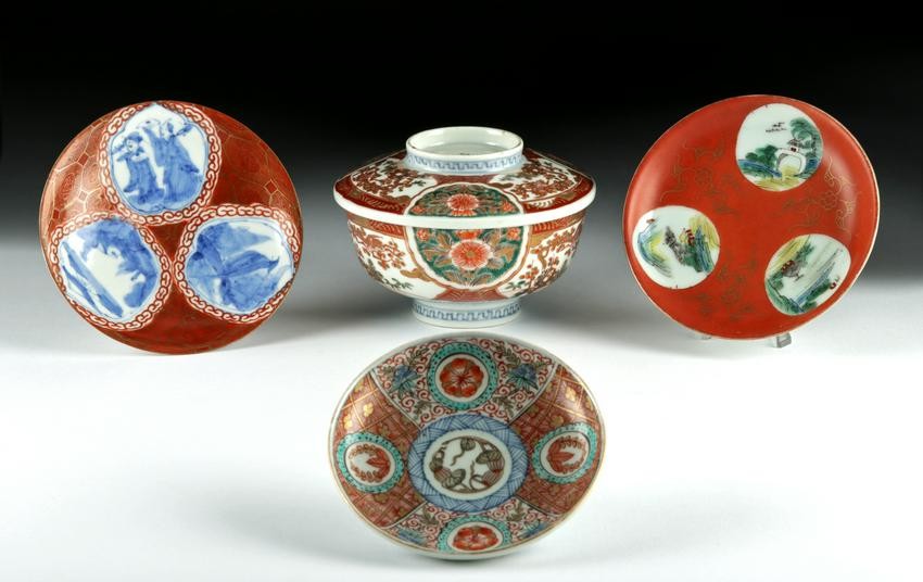 Lot of Four 19th C Chinese Qing Dynasty Ceramic Vessels