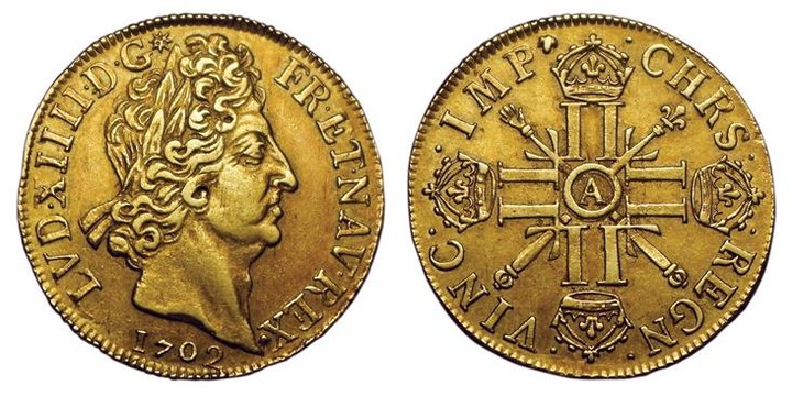 Louis XIV. Double Louis d'or aux 8 L et Insignes 1…