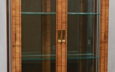 MASTERCRAFT WALNUT CURIO CABINET WITH DOUBLE DOORS