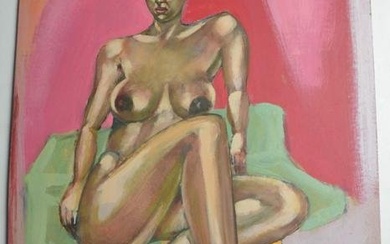 MODERN NUDE AFRICAN AMERICAN GODDESS PAINTING