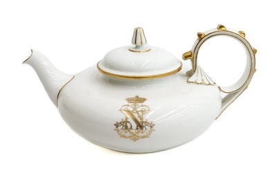 Manufacture de Sevres Porcelain Teapot,A Chiffe Dore De L'Empereur Napoleon III