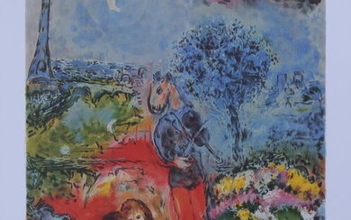 Marc Chagall (1887-1985) - Les amoureux de la Tour Eiffel
