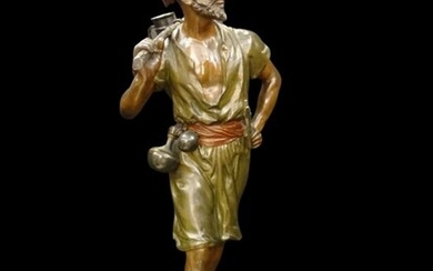 Marcel Début (1865-1933) - Ch Gautier Bronzier - Sculpture, "Porteur d'eau" - 66 cm (1) - Patinated bronze - AC. 1900