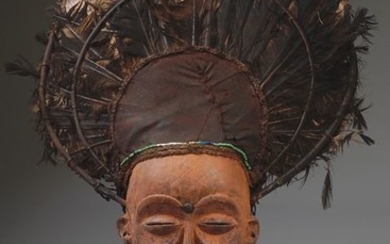Mask - Feathers, Wood - Chokwe - Congo DRC