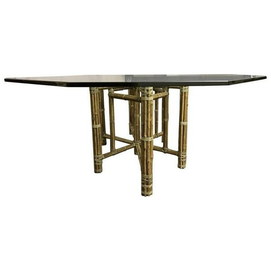 McGuire Mid-Century Modern Glass Top Dining Table