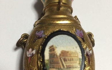 Micro mosaic parfume bottle (1) - Bronze and glass - 19th century