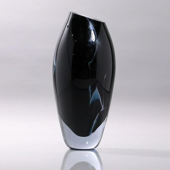 Mid-Century Modern Italian Art Glass Vase Cut Angle Top