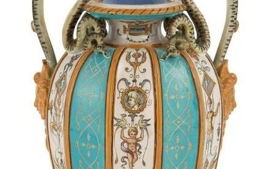 Minton Renaissance Style Turquoise-Fluted Pseudo-Snake
