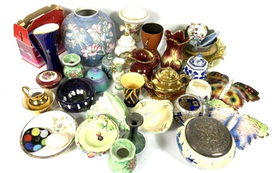 Mixed lot of ceramics, including decorative vases, models of butterflies, assorted jars etc (a lot)