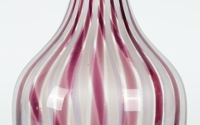 Murano Striped Amethyst Ribbon Glass Vase