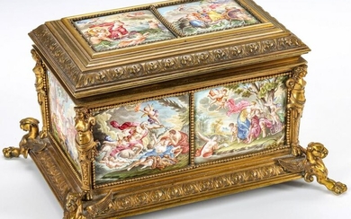 NEO-CLASSICAL CASKET WITH EIGHT VIENNESE ENAMEL PLAQUES