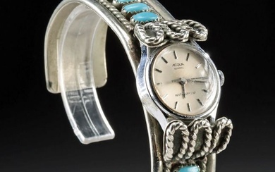 Navajo Nickel Silver Cuff / Turquoise Watch Band