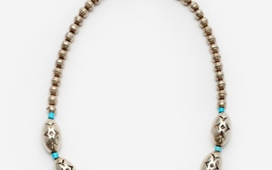 Navajo Turquoise Handmade Melon Bead Necklace