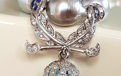 Necklace - 18 kt. White gold Aquamarine - Diamond
