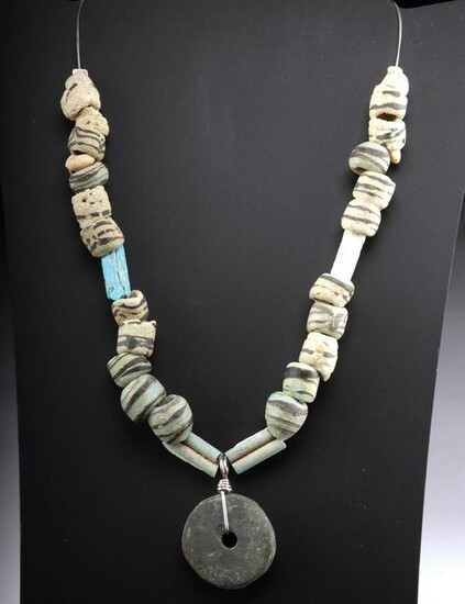 Necklace 5th C. Islamic Glass, Faience, Shell & Stone