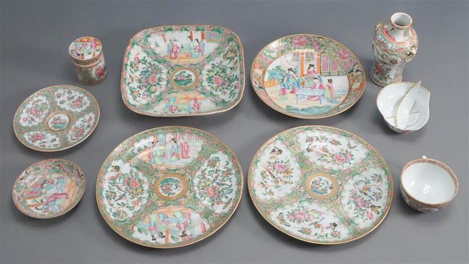 Nine Chinese Rose Medallion Table Articles