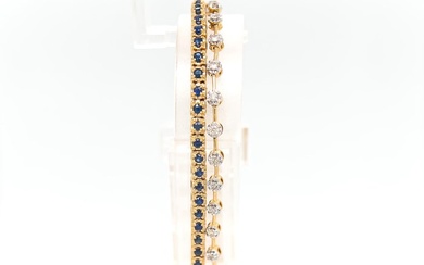 No Reserve | Certified - 14 kt. Yellow gold - Bracelet - 1.44 ct Sapphire - Diamonds