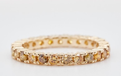No Reserve Price - 1.15 tcw - Fancy Vivid to Deep Mix Yellow - 14 kt. Yellow gold - Ring Diamond