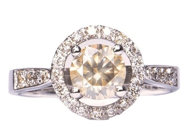 No Reserve Price - 1.42 ctw - 14 kt. White gold - Ring - 1.01 ct Diamond - Diamonds