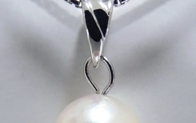 No Reserve Price - Akoya Pearl, 8.55 mm - Pendant - 18 kt. White gold