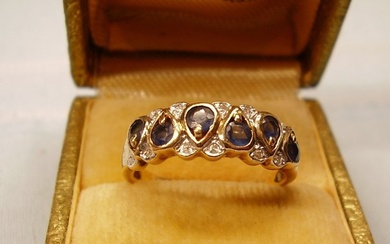 No Reserve Price - Goldschmiede-Anfertigung um 1900 - Ring - 8 kt. Yellow gold - 1.26 tw. Sapphire - Diamond