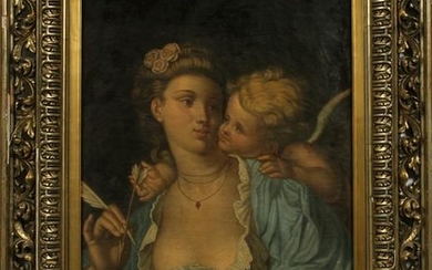 OIL ON CANVAS, 19TH C., INSPIRATION OF CUPID