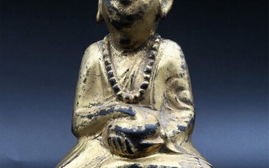 Old monk draped in lacquered gilded wood - Lacquered wood - Burma - Mid 20th century