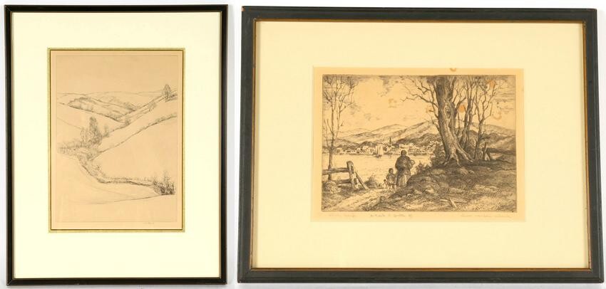 Oliver Wendell Schenk & K. Ely? Etchings