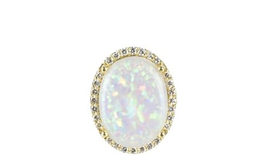 Opal, Diamond and 18K Ring
