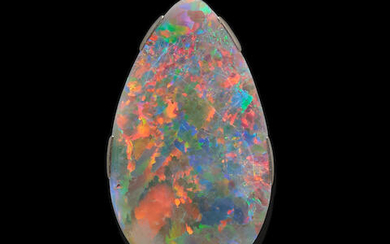 Opal with Multi-color Fire and Platinum Mount