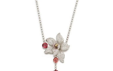 'Orchidée' Coloured Sapphire and Diamond Necklace | 卡地亞 | 'Orchidée' 彩色剛玉 配 鑽石 項鏈, Cartier