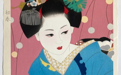 Original woodblock print - Paper - Katō Shinmei (1910-98) - 'Shoshun' 初春 (Early Spring) - Limited edition 78/350 - Japan - ca 1970