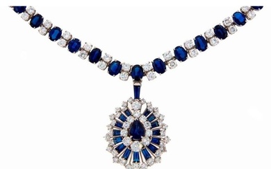 Oscar Heyman Sapphire Diamond Platinum Necklace Bracelet Brooch Pin Pendant