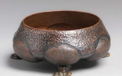 Otto Meder Suisse Hammered Copper Bowl c1910s