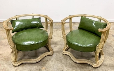 PAIR, DISTRESSED FAUX SNAKE SKIN BOUDOIR CHAIRS