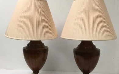 PAIR FEDERAL PARQUETRY INLAID KNIFE BOXES AS LAMPS