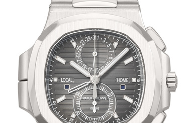 PATEK PHILIPPE. A COVETED AND LARGE STAINLESS STEEL AUTOMATIC FLYBACK...